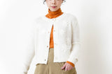 White alpaca wool cardigan in floral embroidery