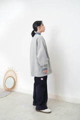 Navy corduroy trousers in loose cut