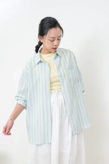 Contrast color stripy shirt