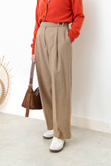 Brown suede leather pillow bag w/ adjustable straps