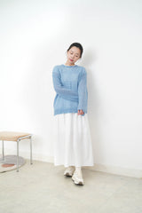 10% wool blue loose cut swaeater in ripped fringe