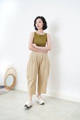 Balloon shape leisure pants in elastic waist