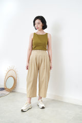 Balloon shape leisure pants in elastic waist