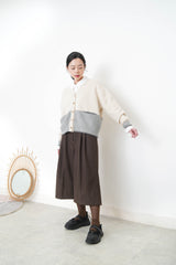 Oatmeal patchwork cardigan w/ contrast pockets