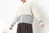 Oatmeal patchwork cardigan w/ contrast pockets