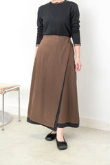 Brown A cut skirt in stripes double layering