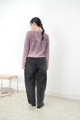 Pink wool yarn cardigan in gradient color