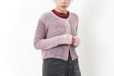Pink wool yarn cardigan in gradient color