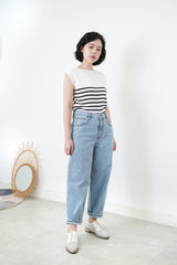White knit stripes vest