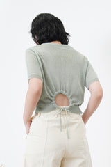 Linen top w/ string open back