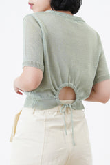 Linen top w/ string open back