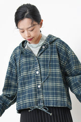 checkered hoodies jacket with strings