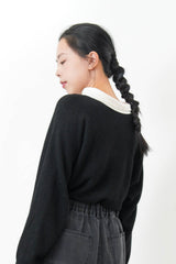 Black sweater w/ silk soft collar