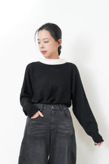 Black sweater w/ silk soft collar