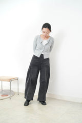 Grey soft cotton crop jacket in lace trimmed