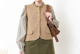 Mocha knit vest in ruffle fringe