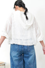 White floral embroidery sheer jacket