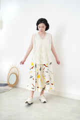 Floral pattern skirt in elastic waist