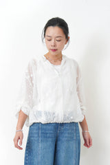 White floral embroidery sheer jacket