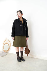 Black 100% wool jacket w/ leather buckles