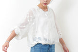 White floral embroidery sheer jacket