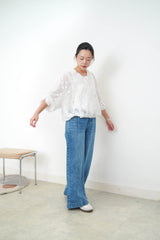 White floral embroidery sheer jacket