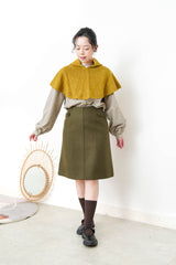 Khaki A line cut wool skirt