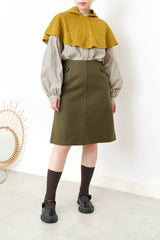 Khaki A line cut wool skirt