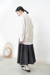 Ivory knit botton vest with white shirt in set