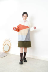 Khaki A line cut wool skirt