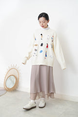 Dusty beige silky mermaid skirt in double layers