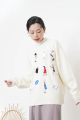 White embroidery sweater w/ ripped details