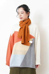 Orange Cashmere wool scarf in diamond shape