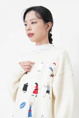 White embroidery sweater w/ ripped details