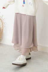 Dusty beige silky mermaid skirt in double layers