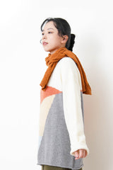 Orange Cashmere wool scarf in diamond shape