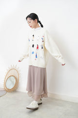 Dusty beige silky mermaid skirt in double layers