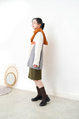 Orange Cashmere wool scarf in diamond shape