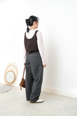 Brown knit cami in ribbon embroidery