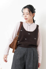 Brown suede leather pillow bag w/ adjustable straps