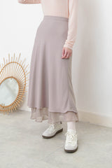 Dusty beige silky mermaid skirt in double layers
