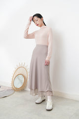 Dusty beige silky mermaid skirt in double layers