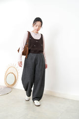 Brown knit cami in ribbon embroidery