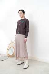 Dusty beige silky mermaid skirt in double layers