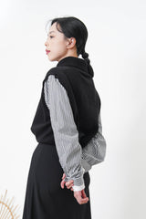 Grey top with stripes shirt