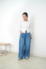 White soft cotton crop jacket in lace trimmed