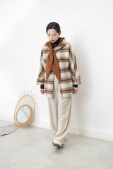 Brown 2 ways checked coat