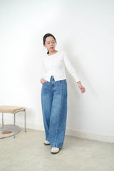 White soft cotton crop jacket in lace trimmed