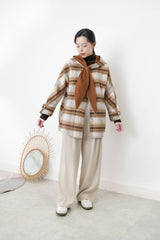 Brown 2 ways checked coat