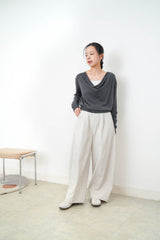 Charcoal silk soft loose collar top